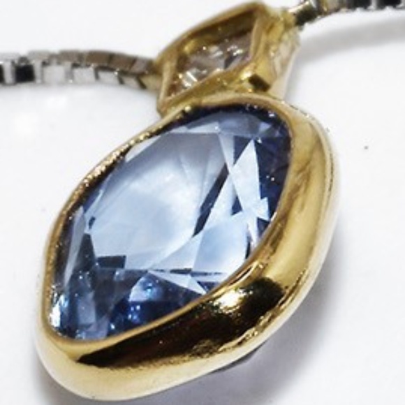 $1,900 10K/14K Gold .89CT Natural Ceylon Sapphire & Diamond 2-Stone Necklace - Picture 8 of 8